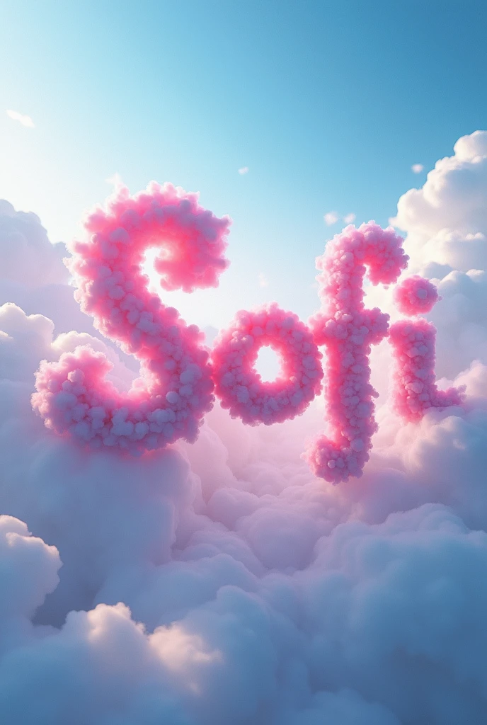 write the name Sofi,Made of colorful clouds,Aerial,uhd, masterpiece, high details, high quality, best quality, highres,8k, master piece, sharp, high resolutio,