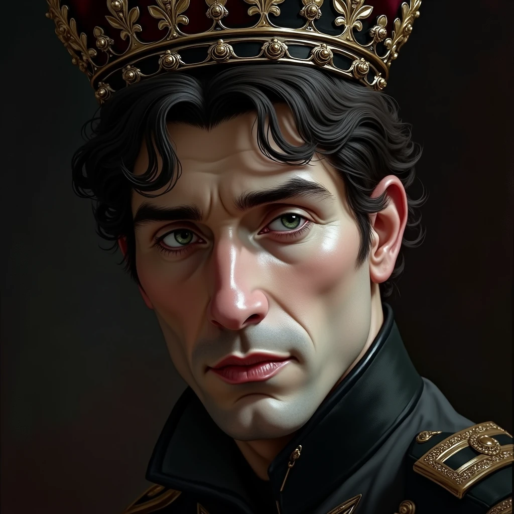 Guiseppe is a 2 Italian man who is the prince of the Italian crown.. He wears a black gold crown on his dark hair and has greenish eyes. 