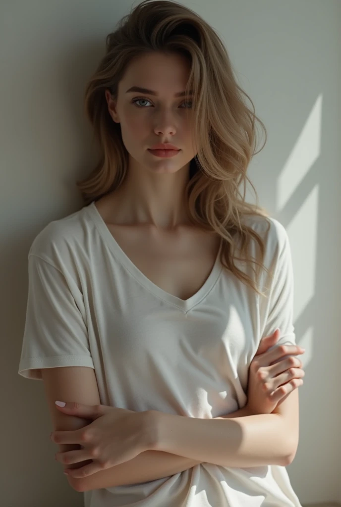 Femme nue avec juste un t shirt