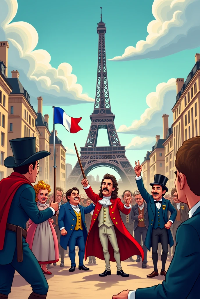 Cartoon about the French Revolution, easy to trace the drawing