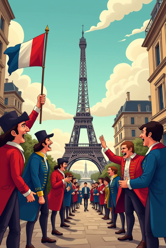Cartoon about the French Revolution, easy to trace the drawing
