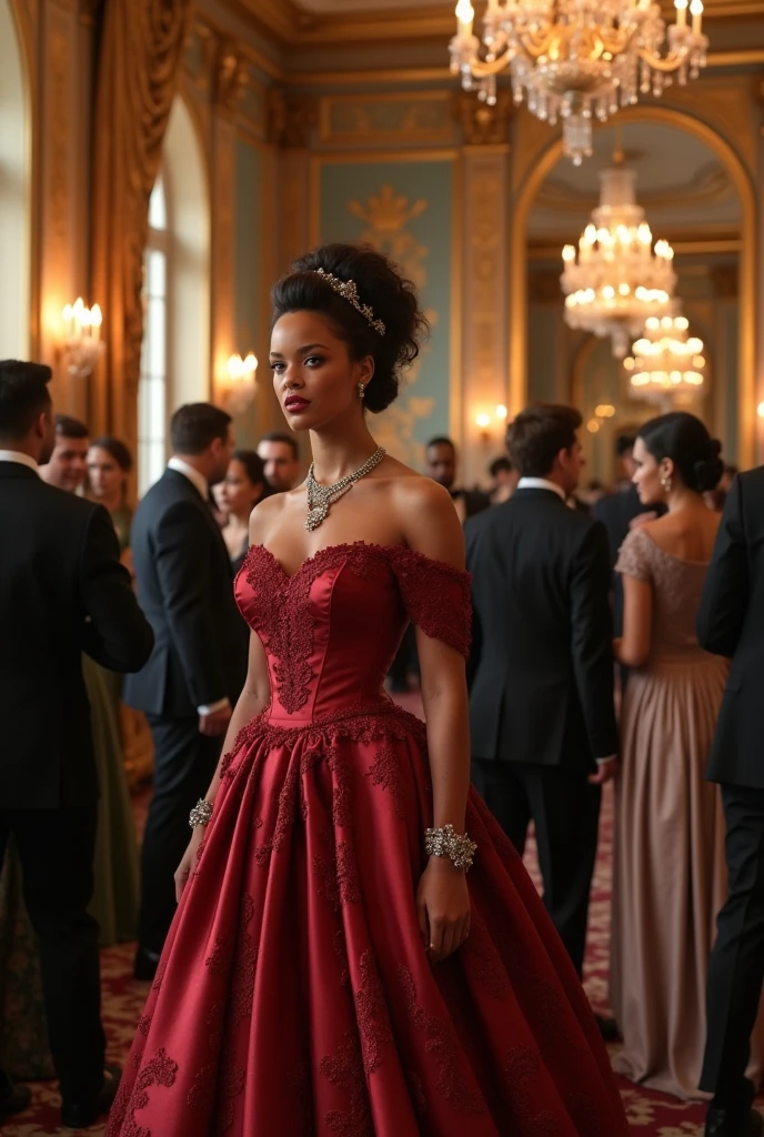 Rihanna as Duchess of "Bridgerton" at a formal social event