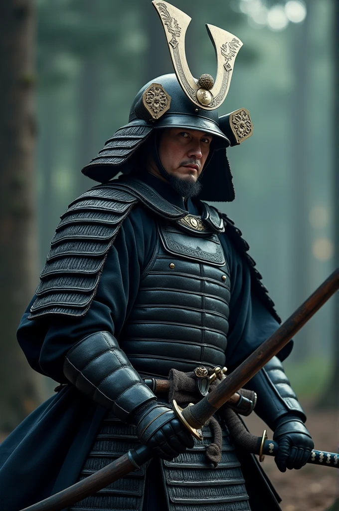 A Samurai warrior, detailed facial features, intricate armor plates, katana sword, traditional japanese clothes, dynamic battle pose, moody lighting, soft color palette, dramatic atmosphere, film composition, highy detailed, 8k, photorrealistic