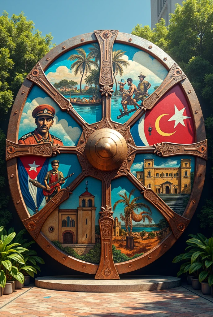 A 3m by 3m shield with a Cuban history theme 