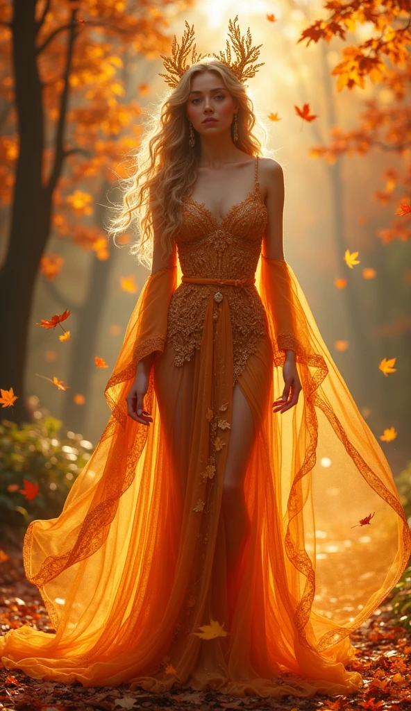 Very beautiful autumn goddess, whole body