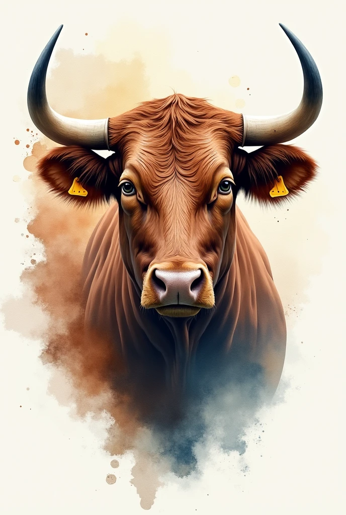 A REALISTIC PAINTING OF A BULL'S FACE, water colour , modern abstract,high resolution,high qualiy,