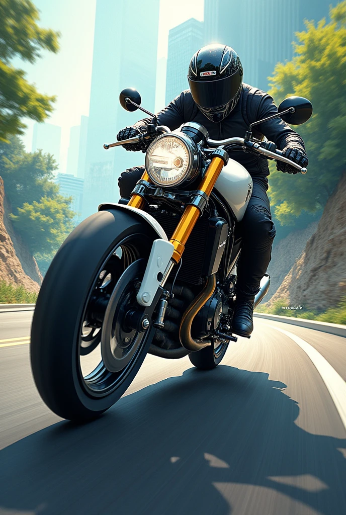a drawing of a motorcyclist on a cg fan 160
