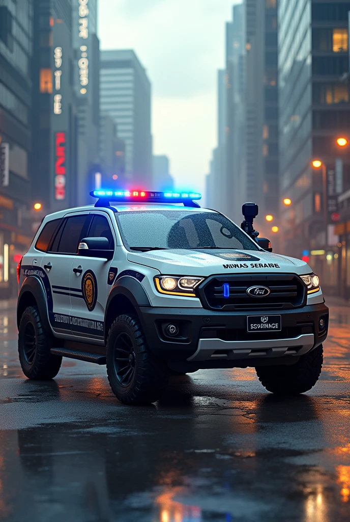 Make me a computer background image with the theme of the military police of Minas Gerais with a car
