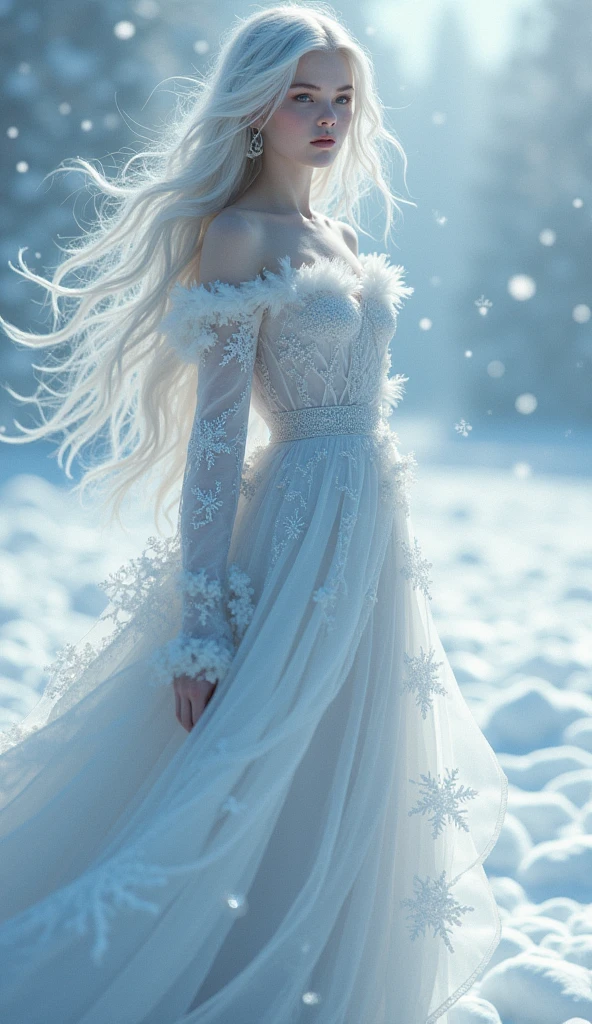 Very beautiful winter goddess, whole body