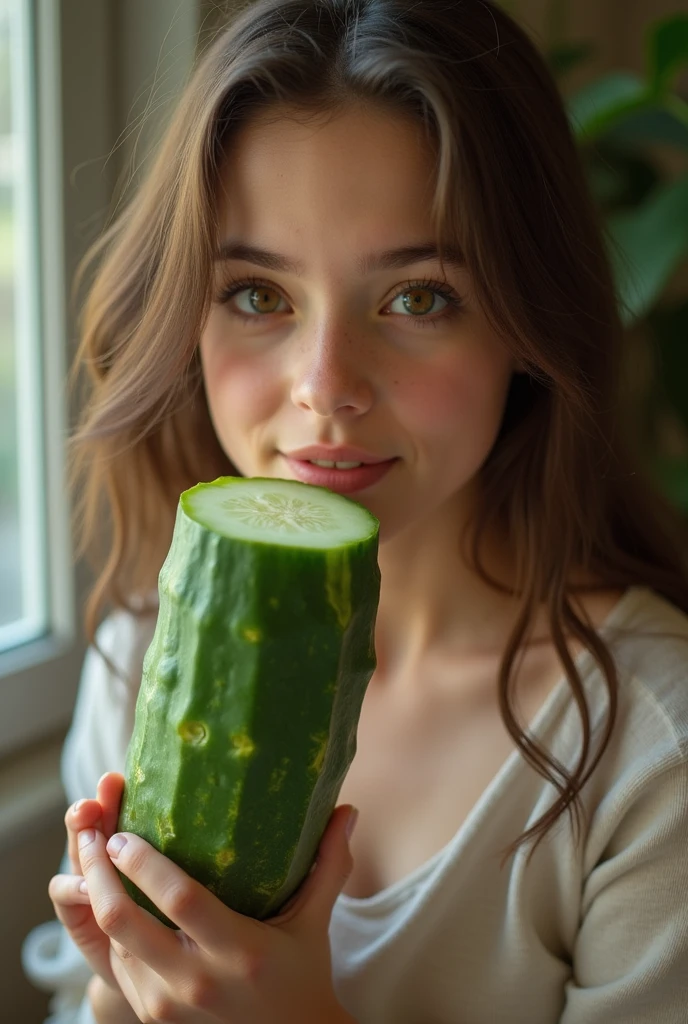 Girl with a cucumber in her pussy
