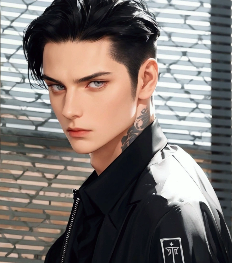 A bald man in a black jacket and tattoos on his neck, black hair hairstyle, Profile picture, ariana brand, Marco Lense, Sebastian Michaelis, head closeup, Jean Deville, glare, tiene una glare, head shot, linus sebastian, full head shot, closeup portrait, damian kryzwonos, High resolution, scott rack