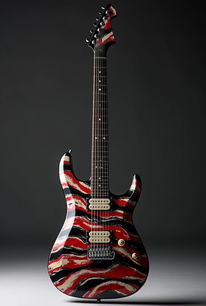 EVH frankenstrat black White Red striped 