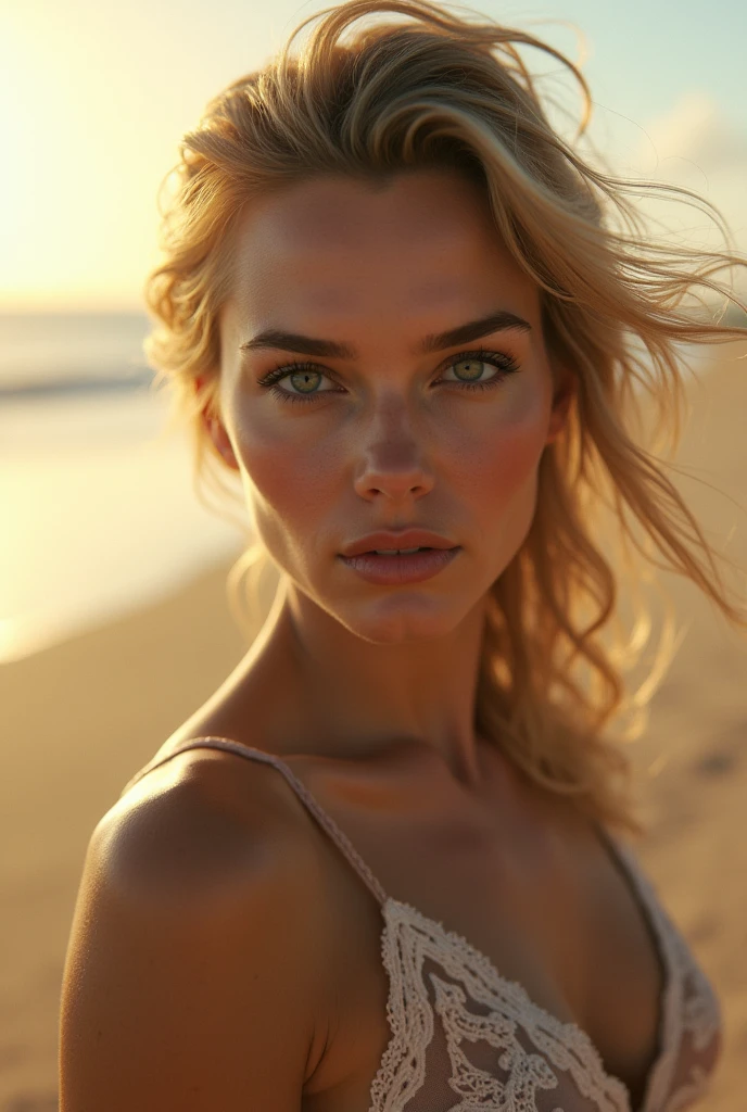 Has a Scarlett jhohanson en la playa