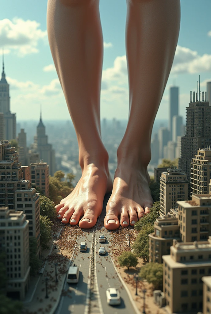 Giantess Barefoot Mini City pisando em formigas