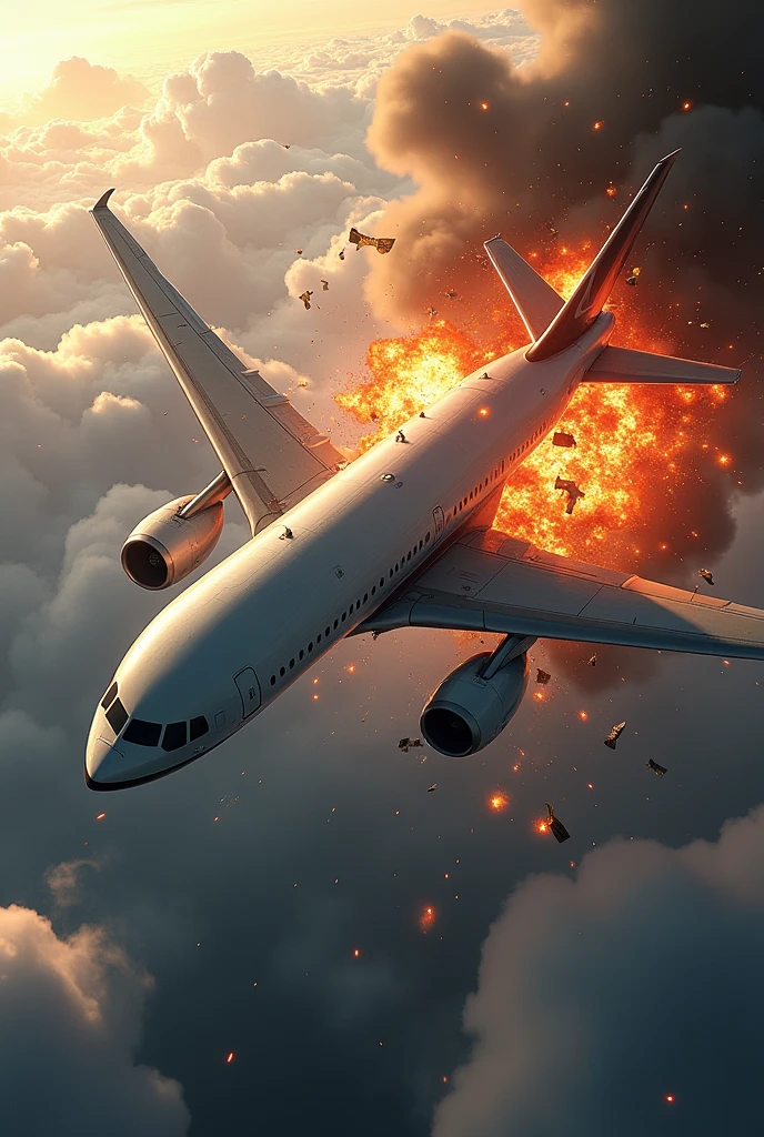 Plane crashing and exploding