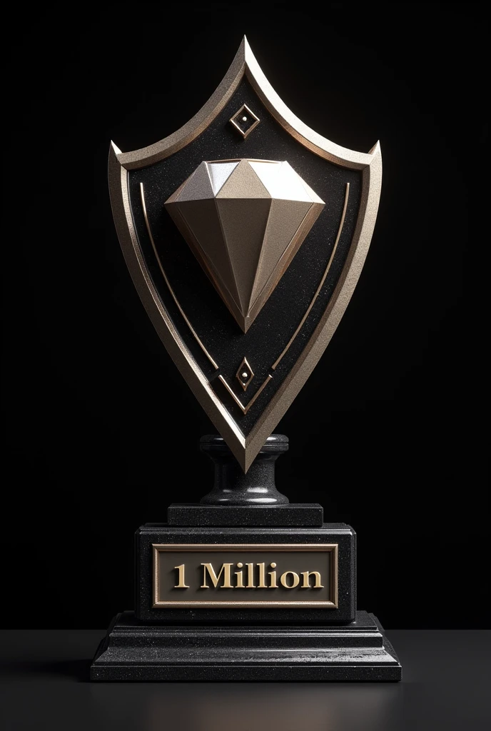 Make an award plaque, Diamant, turnover of 1 million, wealth, Realist, 8k, moderno, deep, black gold and silver color scheme