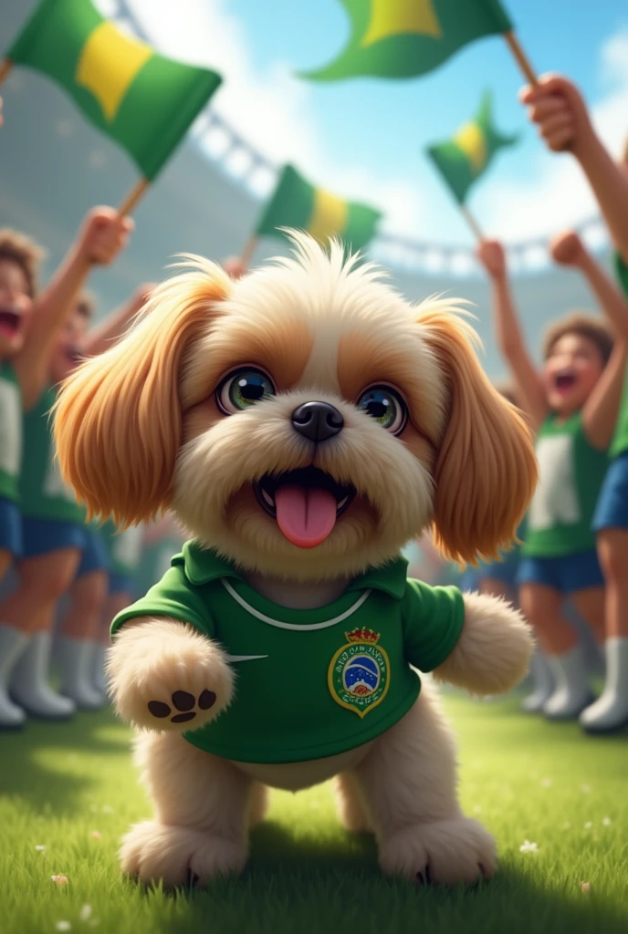 A shintzu dog that supports Palmeiras