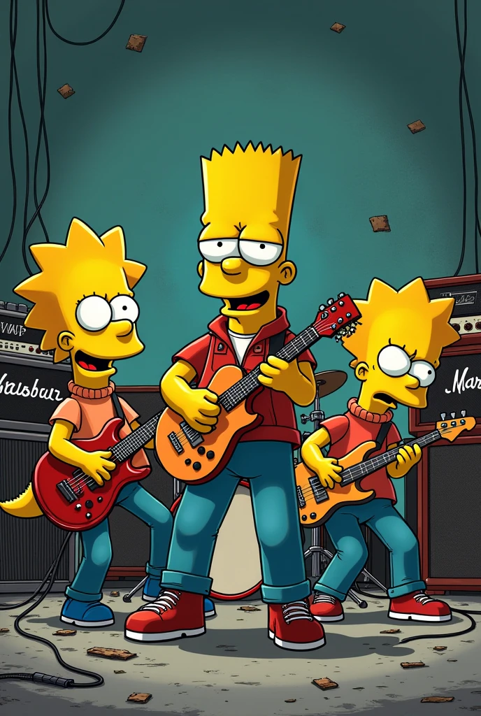 photo Bart Simpsons style dinosaur jr gringo rock band