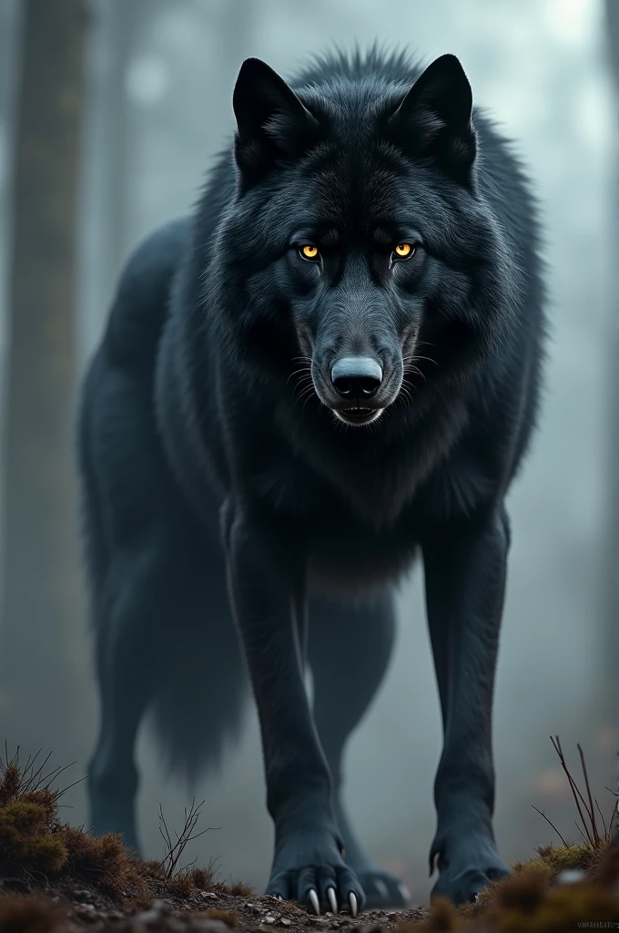 A black wolf that looks the strongest, that imposes terror, that shows that it is the king and that has a thirst for blood.