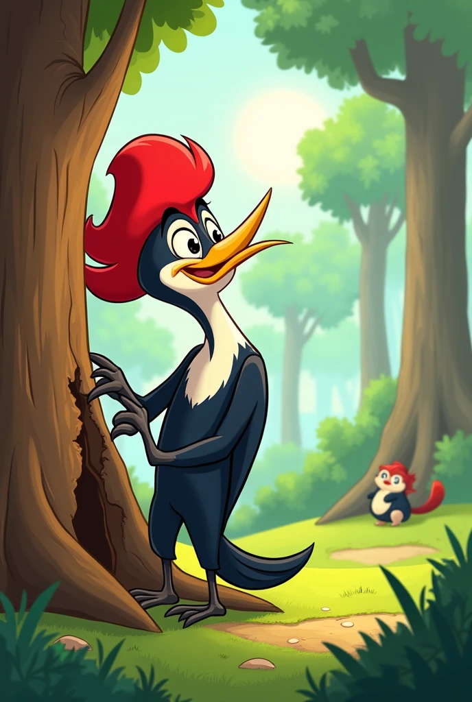 make a cartoon woodpecker