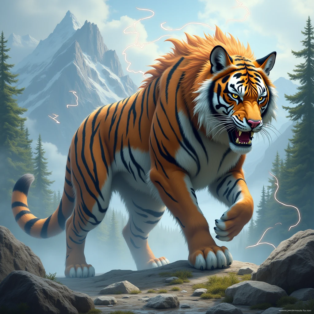 Create a fusion of a tiger with a wolf
