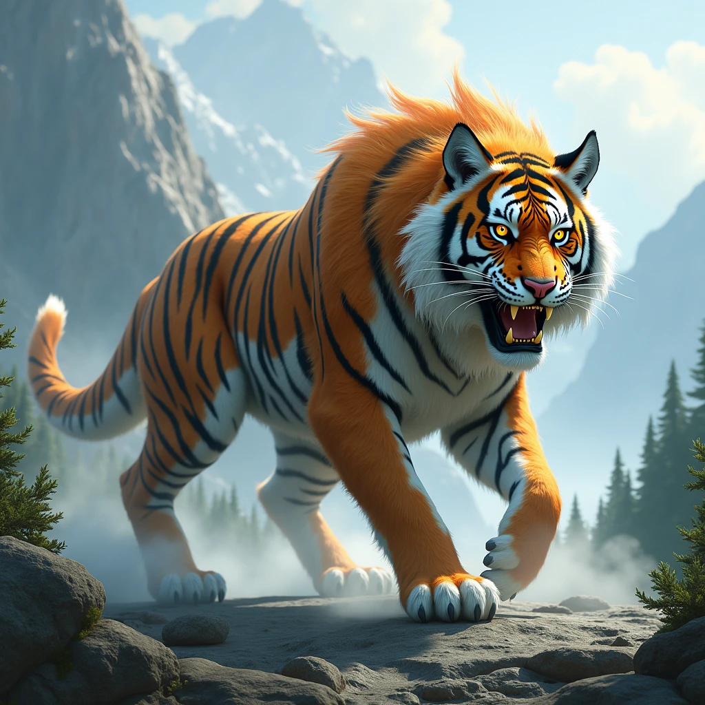 Create a fusion of a tiger with a wolf
