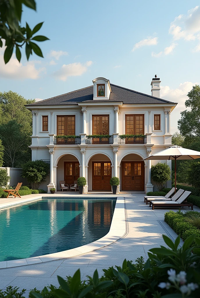 FURNISHED HOUSE , two-storey , garage for two cars , swimpool , Garden