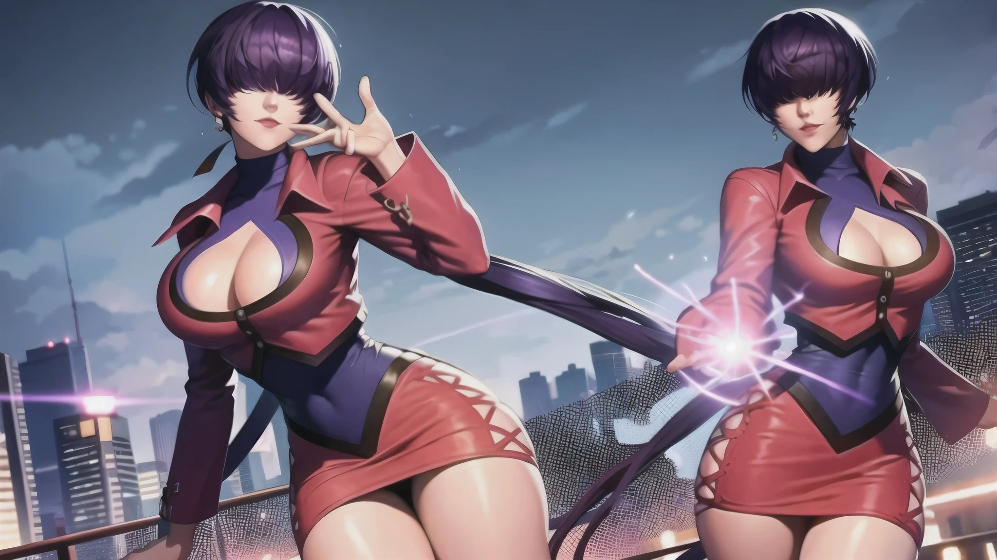 (at night), alone, in a video game scene a background of a beautiful city during the day raining, standing at attention, purple hair, ((purple hair)), 1 girl, alone, 20 years old, young woman , perfect hands, beautiful and perfect fingers, beautiful long legs, perfect legs, beautiful body, beautiful nose, beautiful character design, perfect face, look at the viewer with a serious gesture and in an attack position (focusing on his face), closed mouth , Light_Smile, official art, extremely detailed CG unity 8k wallpaper, perfect lighting, bright and colorful front lighting, glowing skin (masterpiece: 1.0), (best_quality: 1.0), ultra high resolution, 4K, ultra detailed photography, 8K , HDR, high resolution, nonsense: 1.2, Kodak portra 400, film grain, blurred background, bokeh: 1.2, lens flare, (vibrant_color:1.2), professional photography, (beautiful_face: 1.5), (narrow waist),