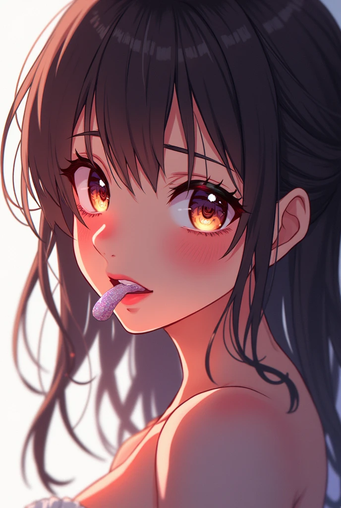 Anime girl showing his saliva