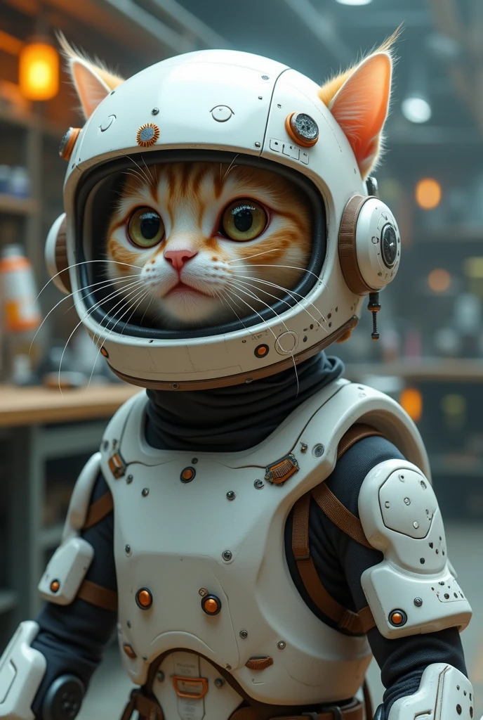 give me a cat that has a white engineer's helmet