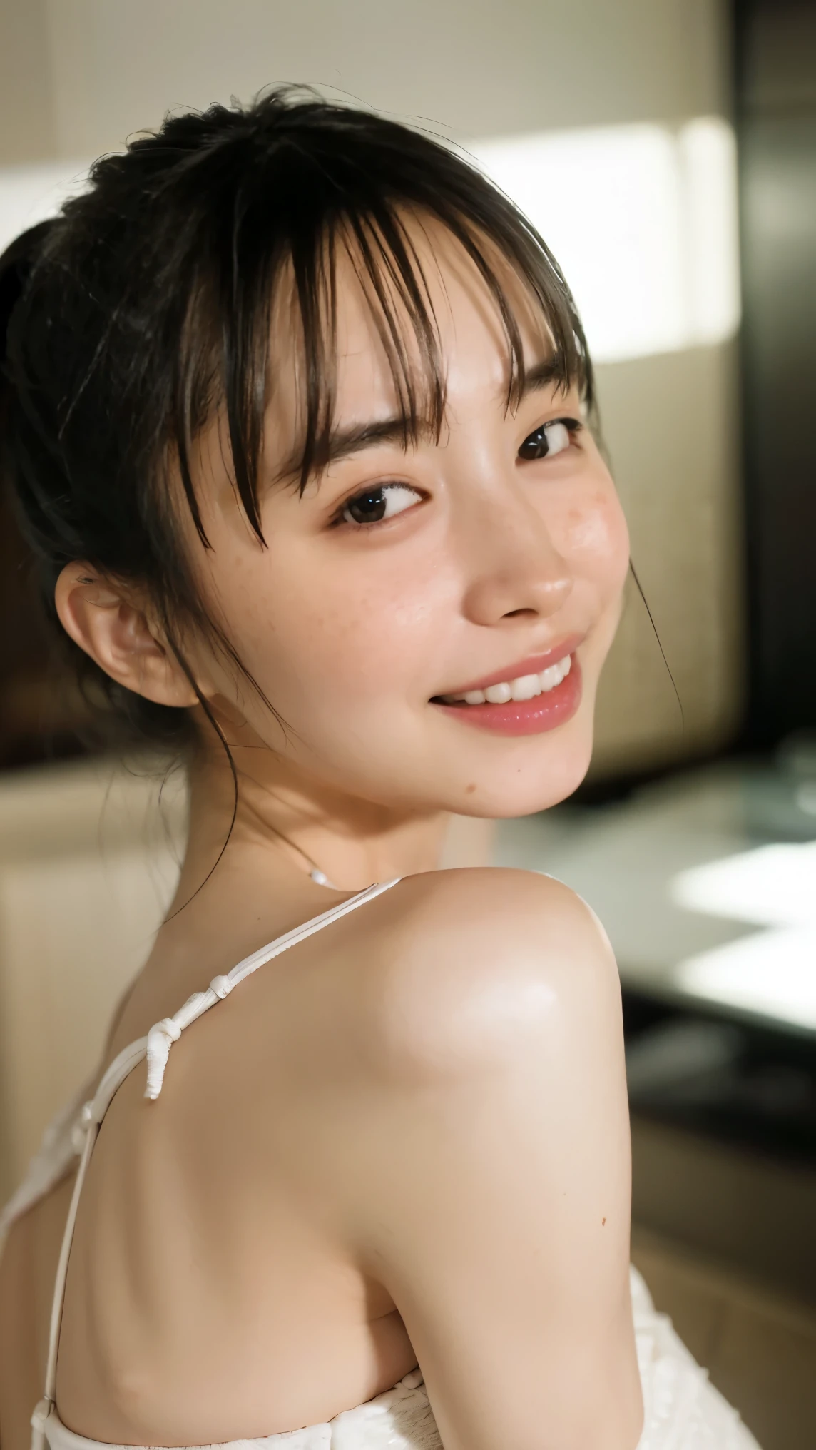 Cute Japanese Women Photos, smile:1.78, 20-year-old, oil, One Length Hair＆Hair straightening balm:1.55, (photo Realistic:1.4), (hyper Realistic:1.4), (Realistic:1.3), (Smoother lighting:1.05), (Improving the quality of cinema lighting:0.9), 32K, 1 person,20-year-oldの, Realistic lighting, Backlight, The light shines on your face, Ray Tracing, (Bright light:1.2), (Improvement of quality:1.4), (Highest quality Realistic textured skin:1.4), fine grain, Detailed face,(smile:0), (Emphasis on face close-up:1.3), (Enhances the beauty of skin texture:1.1),((Extremely precise and accurate anatomy:1.0)), (Enhances the beauty of skin texture:1.1), Clean and glowing skin, mesh, thin:1.2, (Realistic:1.3), Realisticなライティング, (Smoother lighting:1.05), 32K, One Japanese woman, fine grain, Detailed face, (Film Grain:1.1),(Accentuates body lines:1.1), High resolution, Natural look, Kind eyes, Improves hair quality, Delicate light and shadow, Transparent muscles, Graceful pose, Beautiful Eyes, Sharp details, Soft light reflection, Beautiful contours, Delicate skin tone, Fine hair texture,Cute Japanese Women Photos,