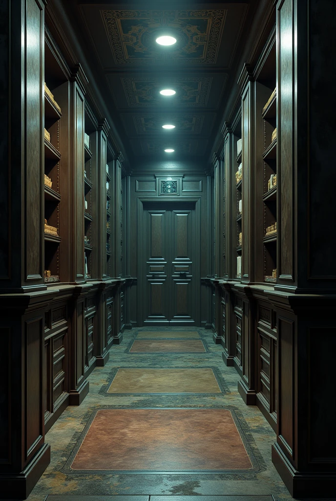 At Bill's Mansion, Secret rooms are hidden and highly secure spaces. Accessible through hidden passages behind mobile shelving or false panels, These rooms have steel walls and advanced security systems.. They are designed to protect both people and valuable documents., with shelves for classified files and discreet rest areas for those hiding. The lighting is soft and surveillance cameras are integrated to ensure maximum security..