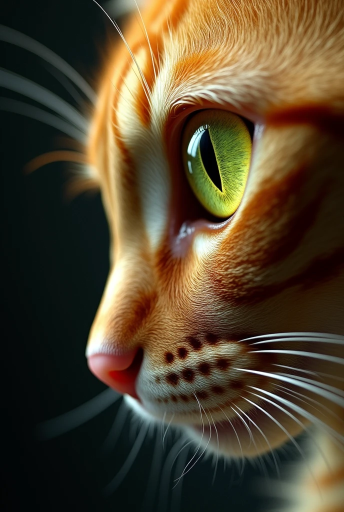 Realistic yellow cat pupil, with green color details, with natural shine, bottomless, only the pupil.