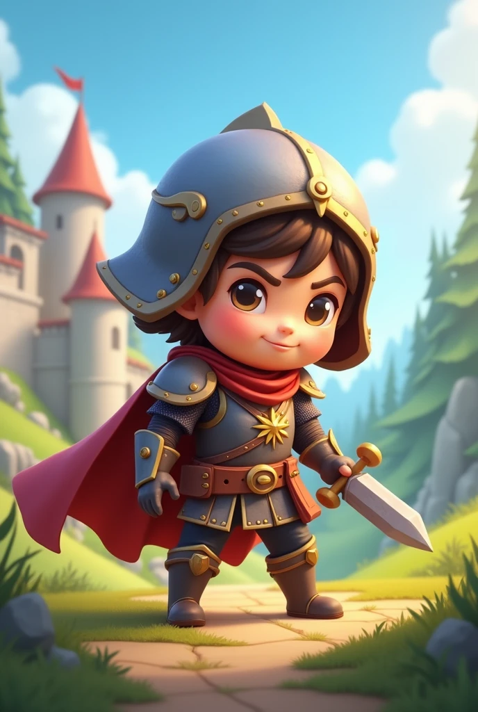 medieval chibi warrior style game design, 3d modle
