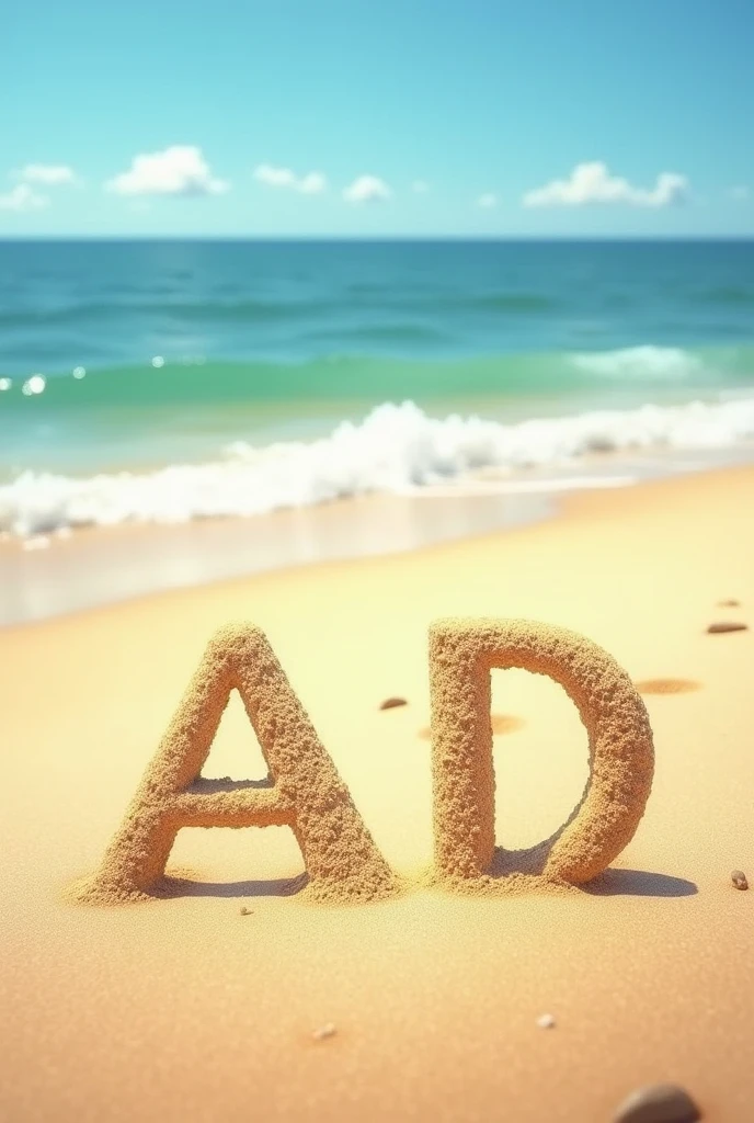 a and D inscribed in the sand