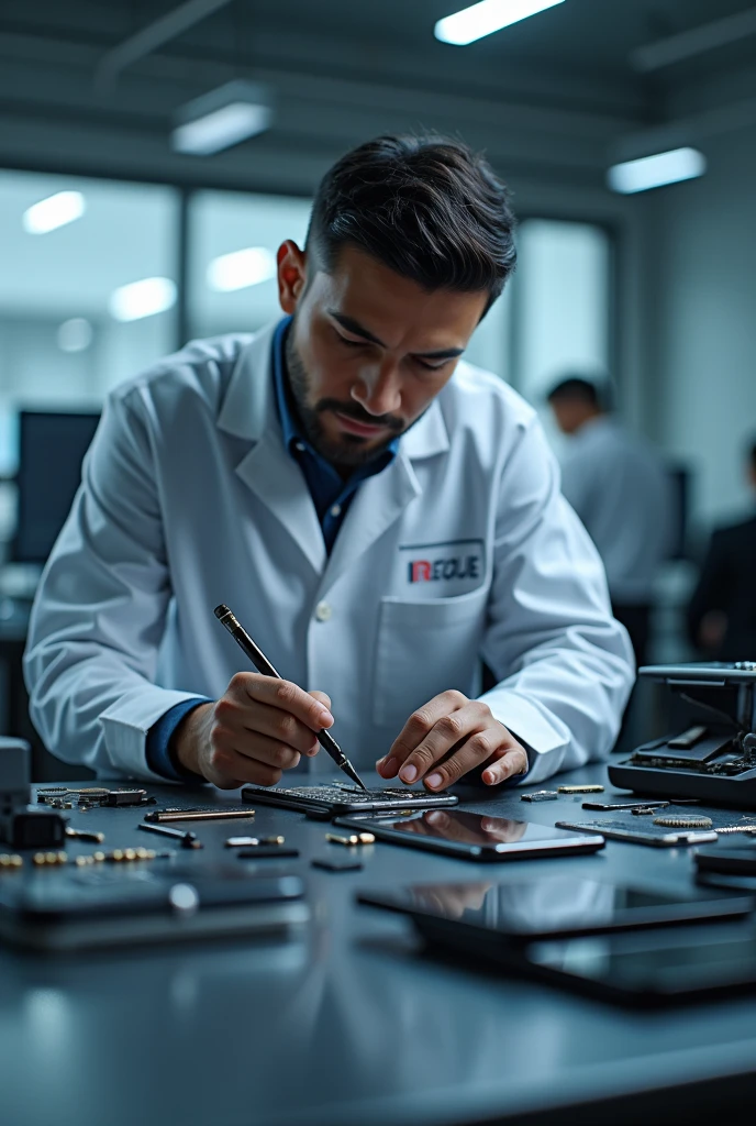 Visual smartphone repair with iRescue as the only writing 