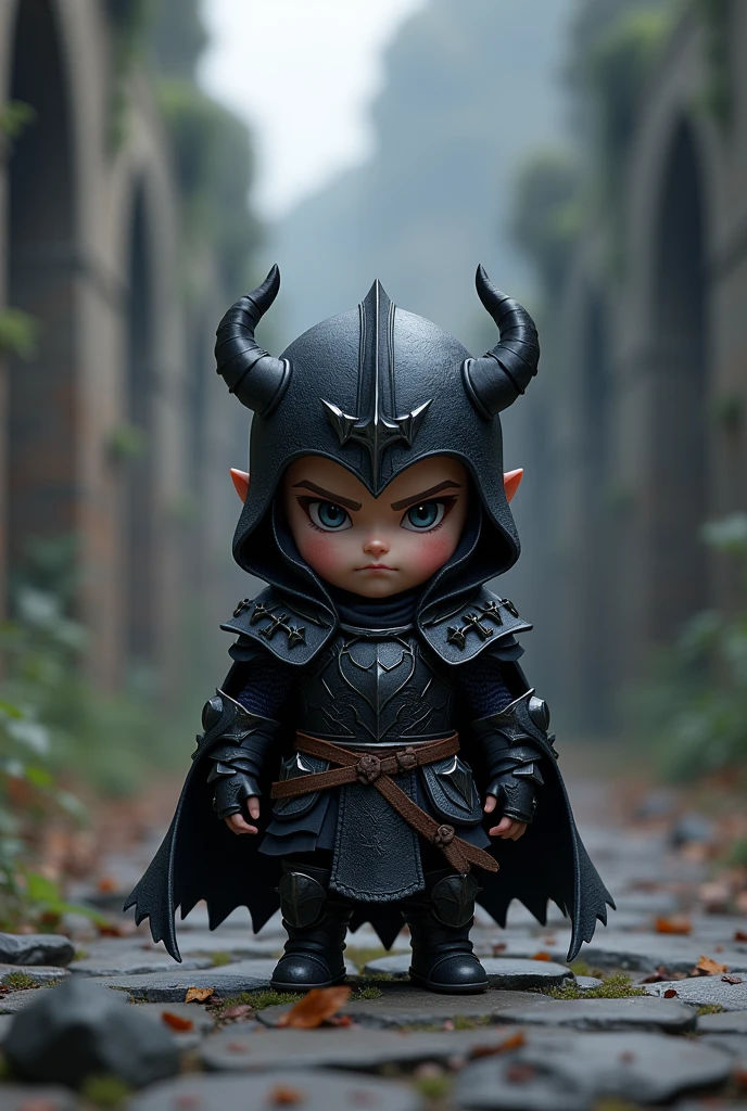 medieval game character chibi style dark warrior, 3d modle