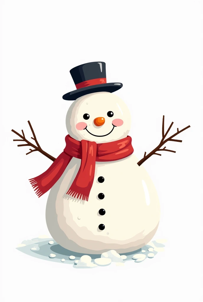 create a clipart CUTE snowman, christmas, white background. hd