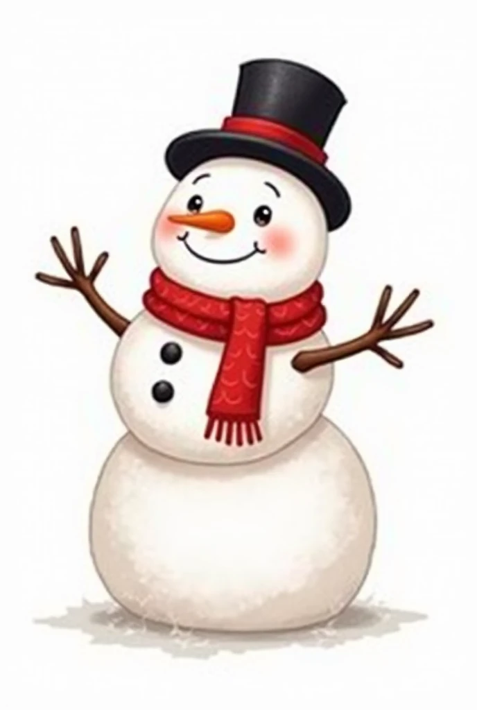 create a clipart CUTE snowman, christmas, white background. hd