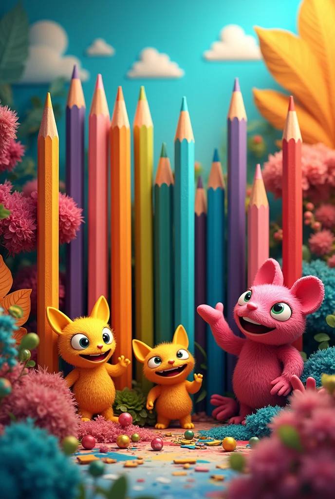 Create a colorful display of colored pencils for all age groups, showing the quality of the pencils in a fun way.