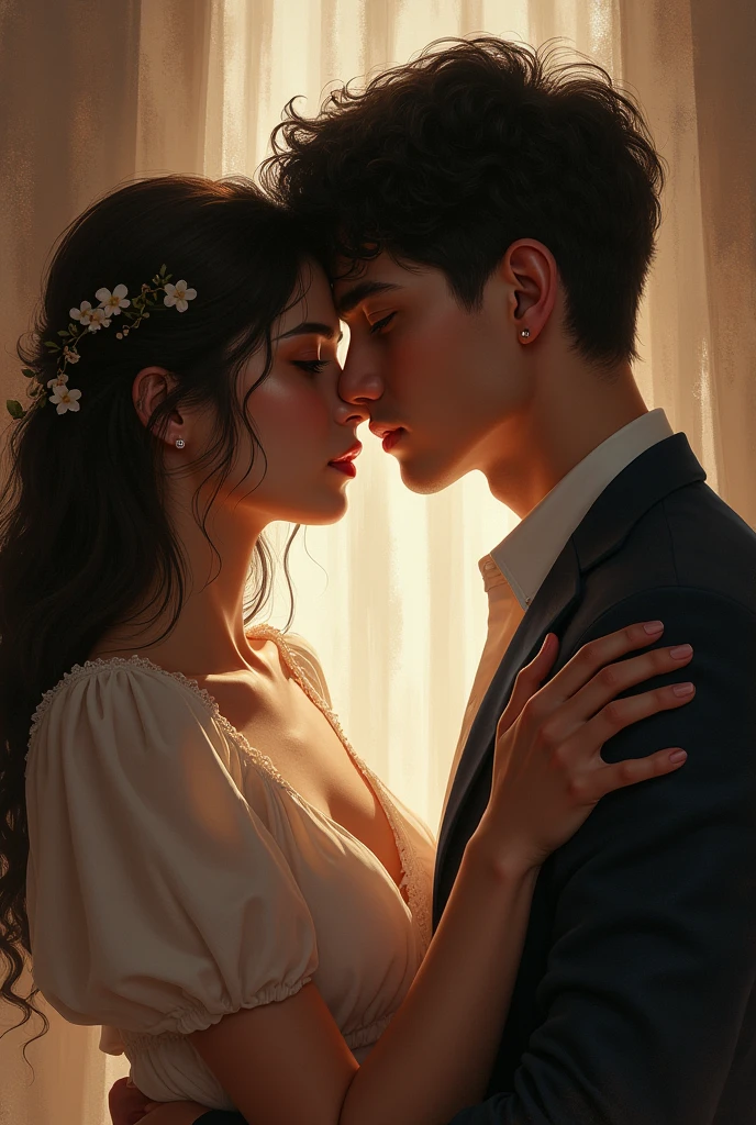 Impossible love, they can’t kiss or hold their hands, but deeply they love each other so honestly, they are so in love, young beautiful woman and young breathtaking man