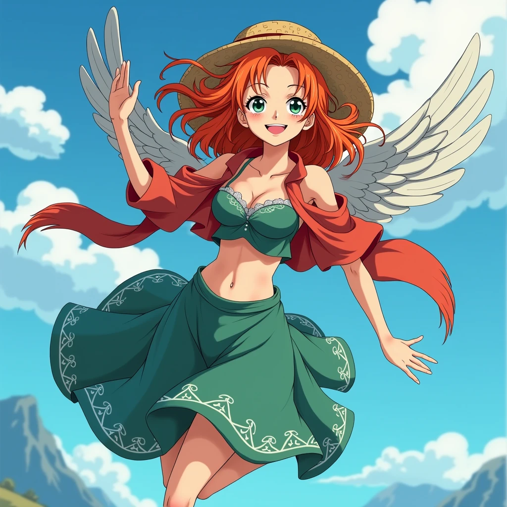 Nami from One Piece anime, she flew away
 