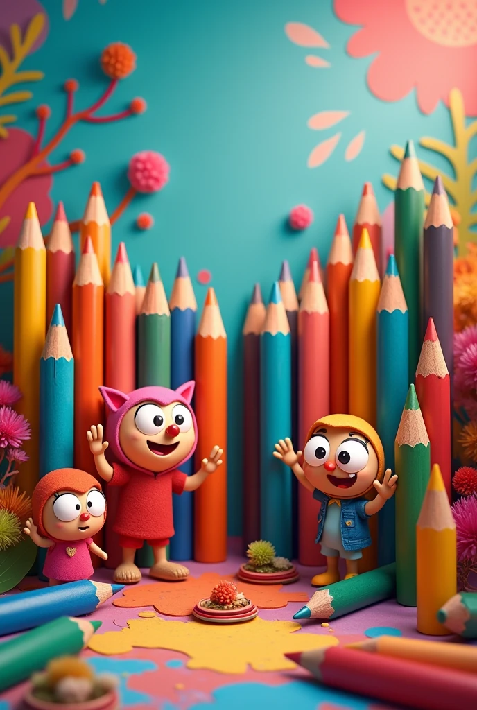 Create a colorful display of colored pencils for all age groups, showing the quality of the pencils in a fun way.