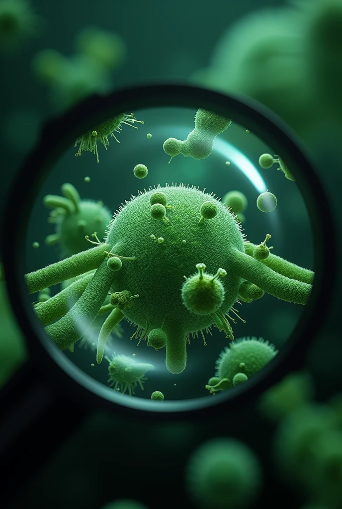 an image with dark green tones to use as a cover for the slides on Bioremediation for the recovery of contaminated ecosystems: use of exogenous genes to produce these very useful microorganisms.