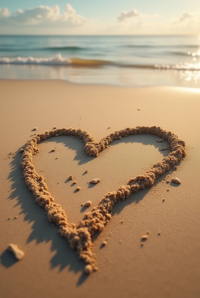 Nostalgic A heart D inscribed in the sand