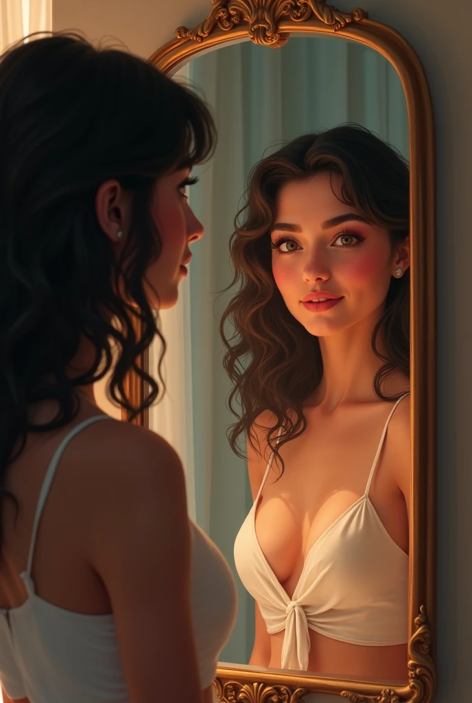 Ella stood before the mirror, expecting to see her usual reflection. But this time, something magical happened. The mirror didn’t show her flaws or imperfections. Instead, it showed her as she truly was—strong, kind, and beautiful in her own unique way.