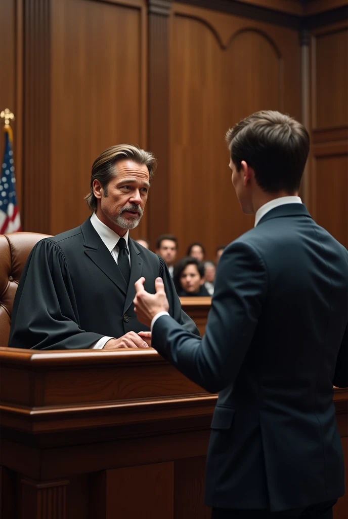 Brad Pitt as Judge and Tom Holland as Lawyer