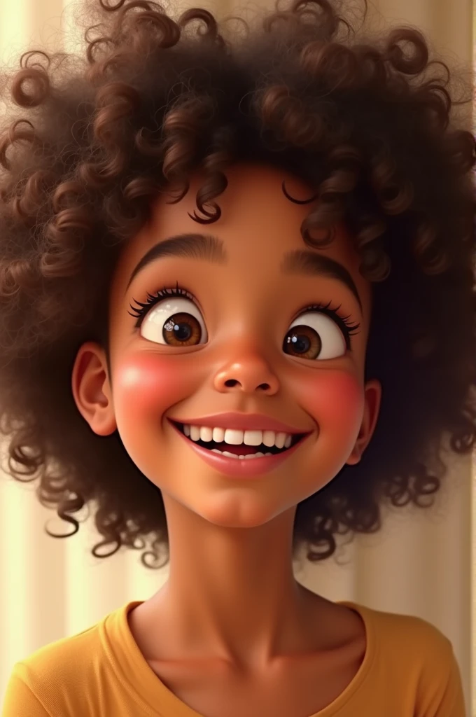 One with curly hair and a beautiful smile