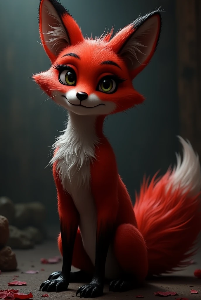 Foxy from fnaf with red fur, no robotic features and super attractive
