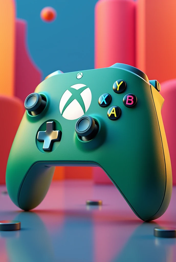 A realistic 3d style image, very fun, of an xbox controller in the shape of a logo